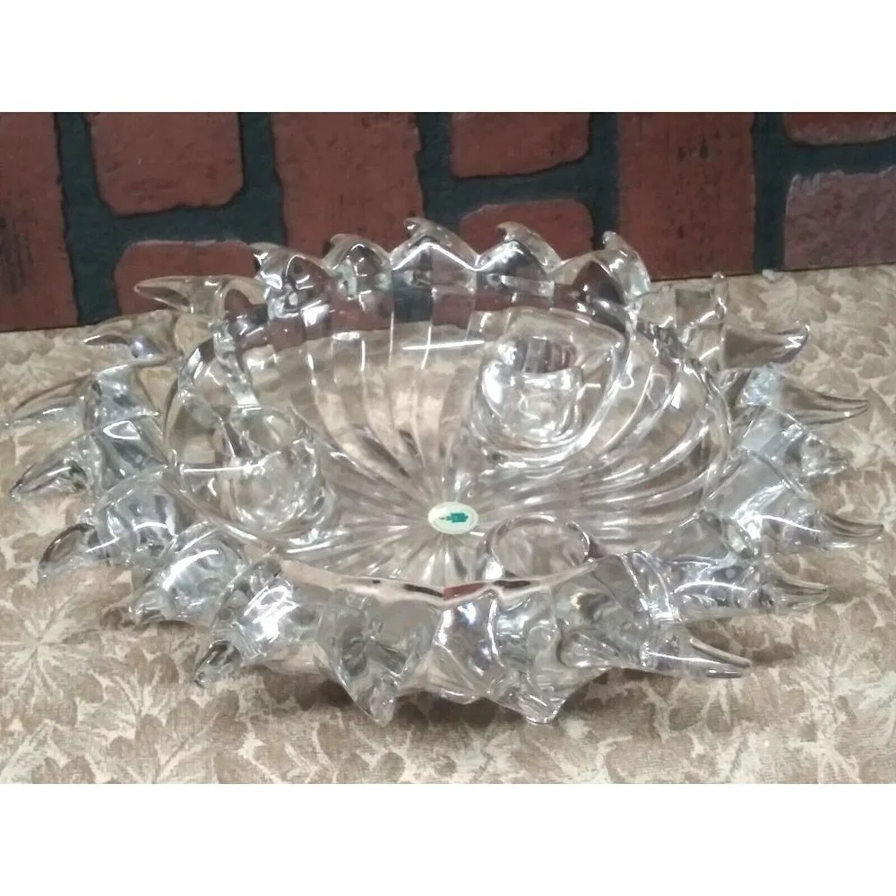 Partylite Candle holder Sun-burst Lead Crystal Made in Germany clear glass 9.5
